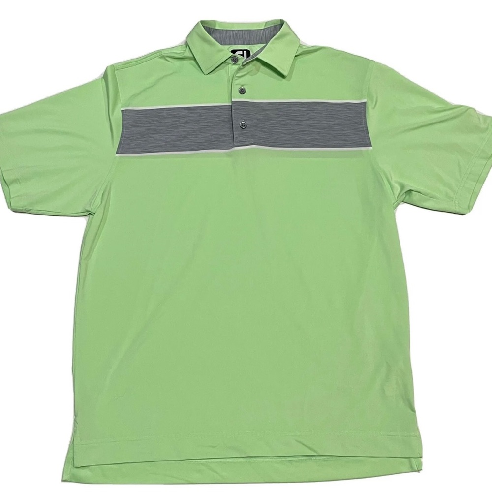 FootJoy FJ Short Sleeve Polo Golf Shirt Mint Green & Gray, Men’s Size Medium